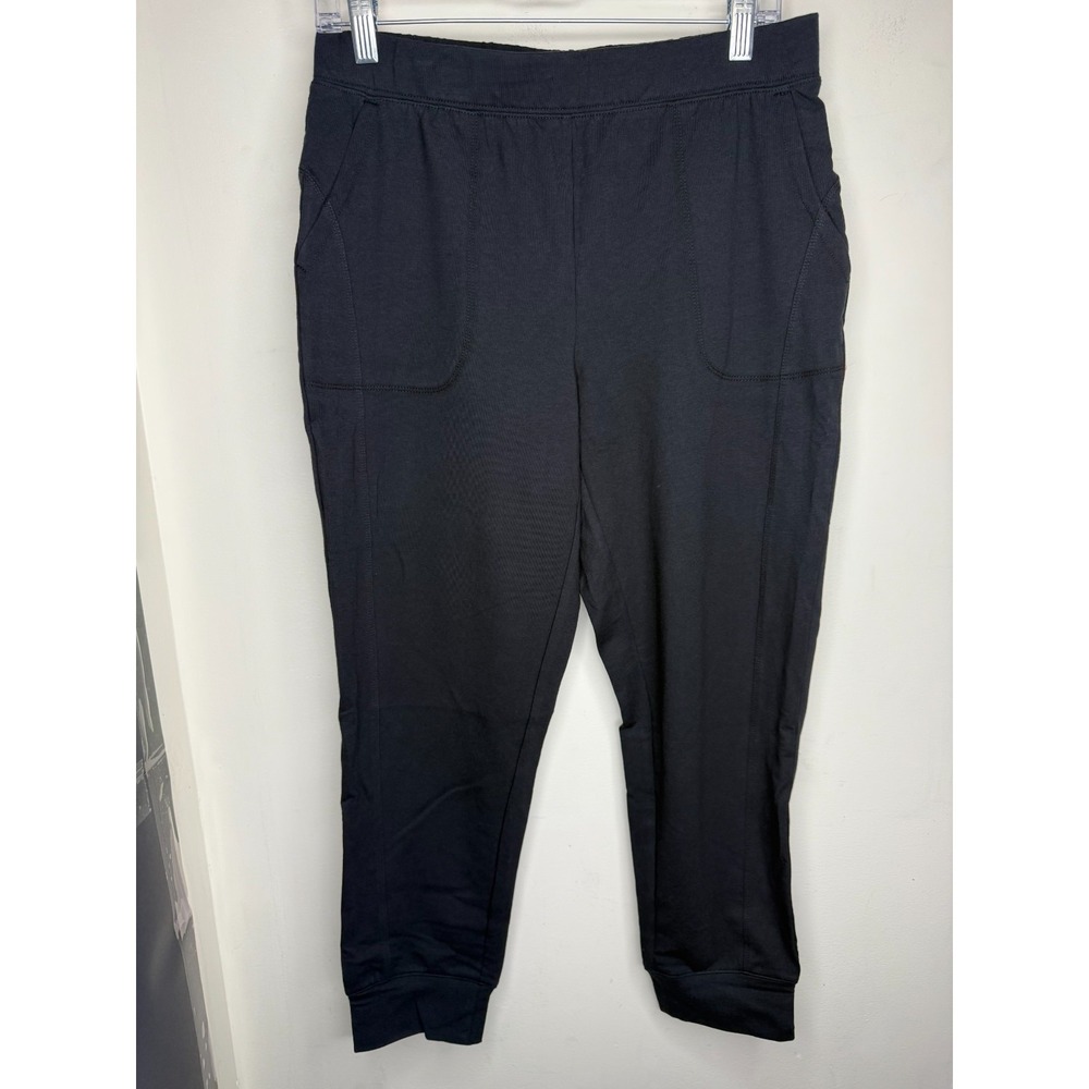 Denim & Co. Active Petite Pull-On French Terry Jogger Pants Black: PS #32" - Picture 2 of 8